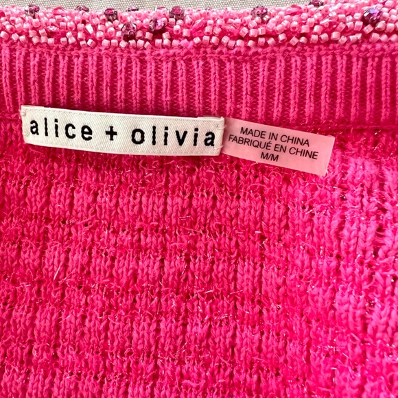 ALICE + OLIVIA Akira Embellished Cardigan in Pink - M - Picture 8 of 12